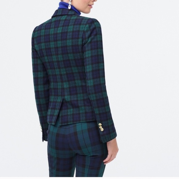 J. Crew patterned plaid green schoolboy blazer size 0 - Picture 5 of 7